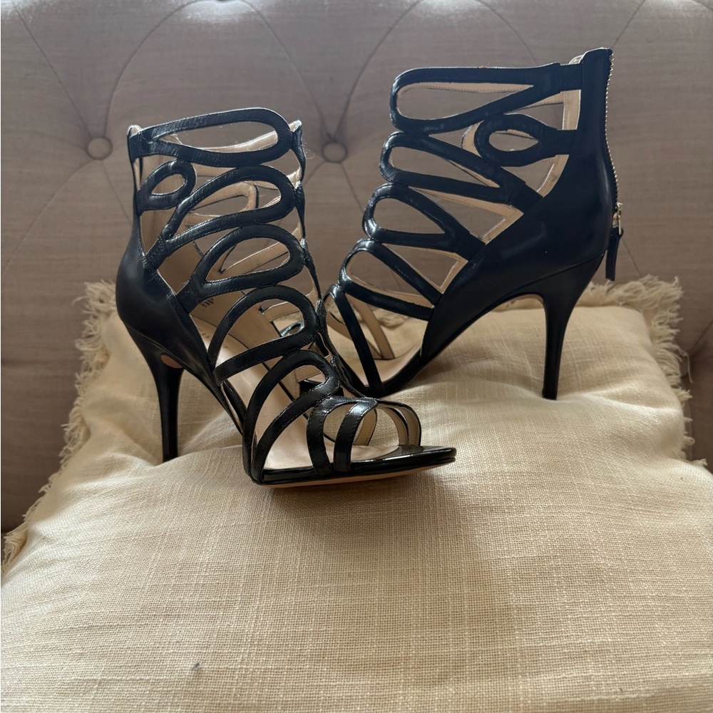 Nine West Black Strappy Cage High Heel Sandals
